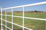 White fence surrounding farm